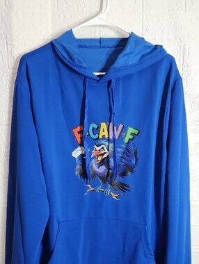 Fun Bright Blue Graphic Hoodie with Cartoon Bird